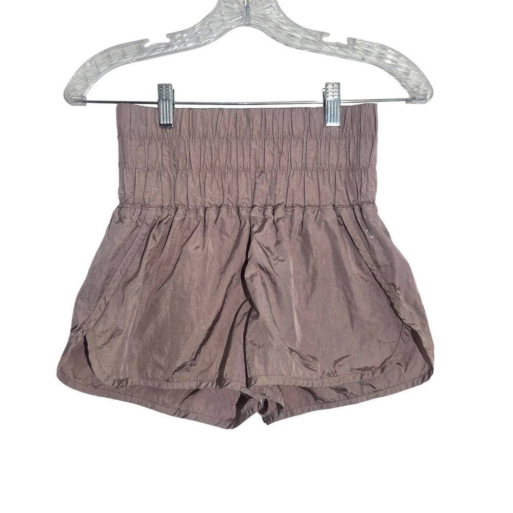 Free People XS FP Movement The Way Home Shorts Mauve Purple High Rise Smocked